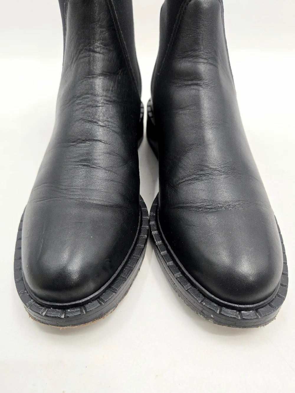 Reformation Alexa Chelsea Boots Black Leather Neoprene‎ Cuff Size 6